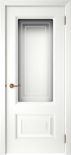Межкомнатная дверь эмаль Смальта 46 Белая стекло