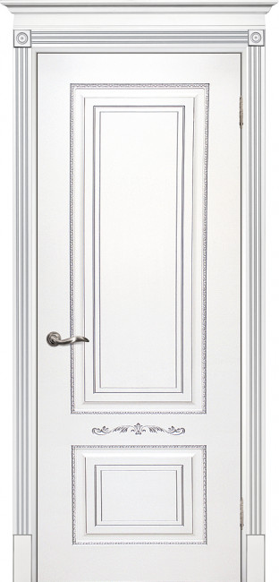 Межкомнатная дверь эмаль Смальта 4 Белая Серебро
