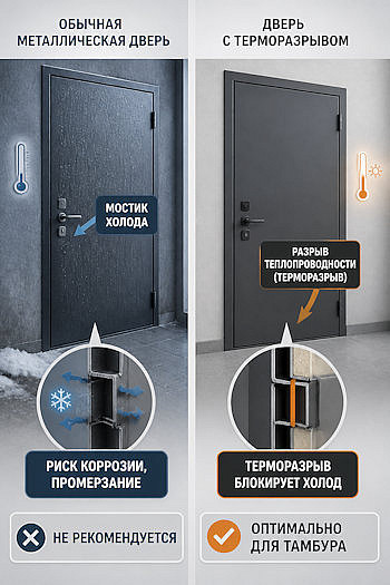 Можно ли ставить металлическую дверь в неотапливаемом тамбуре?