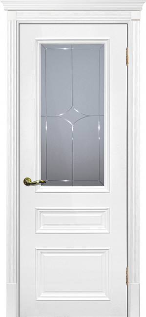 Межкомнатная дверь эмаль Смальта 6 Белая стекло