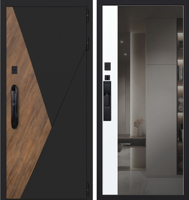 Входная дверь Plata с зеркалом с биометрическим замком DZ 888