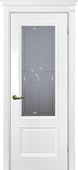Межкомнатная дверь эмаль Смальта 7 Белая стекло