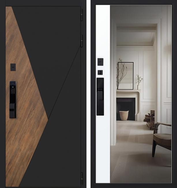 Входная дверь Plata с зеркалом с биометрическим замком Y23