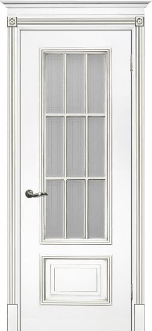 Межкомнатная дверь эмаль Смальта 8 Белая Серебро стекло