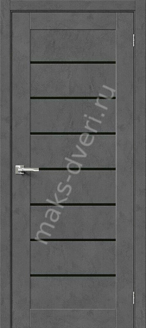 Межкомнатная дверь Эко Шпон Браво-22 Slate Art с черным стеклом