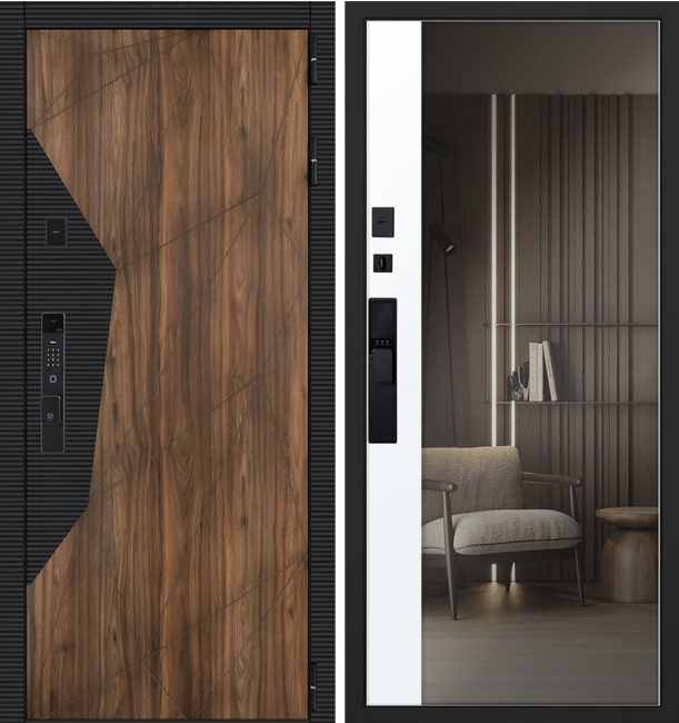 Входная дверь Сапсан с зеркалом с биометрическим замком К06