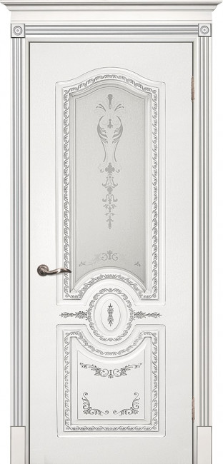 Межкомнатная дверь эмаль Смальта 11 Белая Серебро стекло