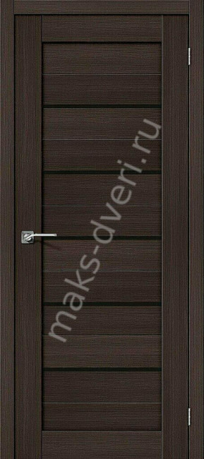 Межкомнатная дверь Эко Шпон Порта-22 Wenge Veralinga с черным стеклом