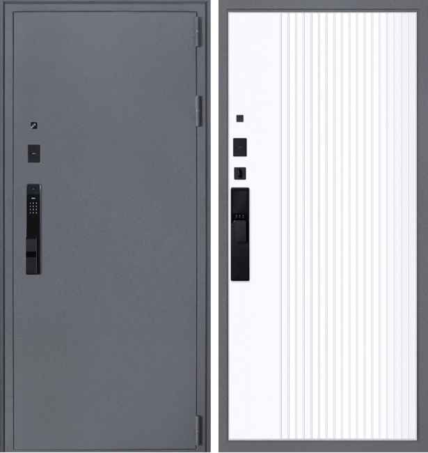 Входная дверь Беркут Белый матовый с биометрическим замком Y23