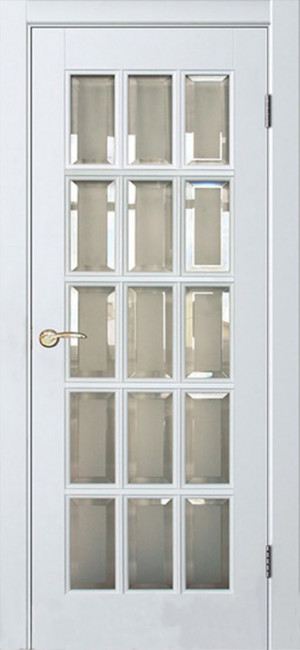Межкомнатная дверь Массив Прима Белый жемчуг со стеклом