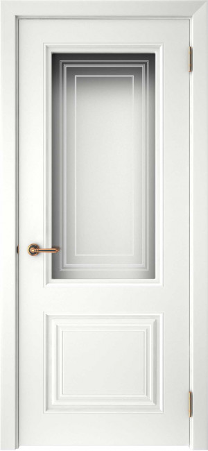 Межкомнатная дверь эмаль Смальта 42 Белая стекло