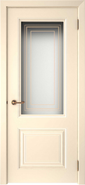 Межкомнатная дверь эмаль Смальта 42 Ваниль стекло