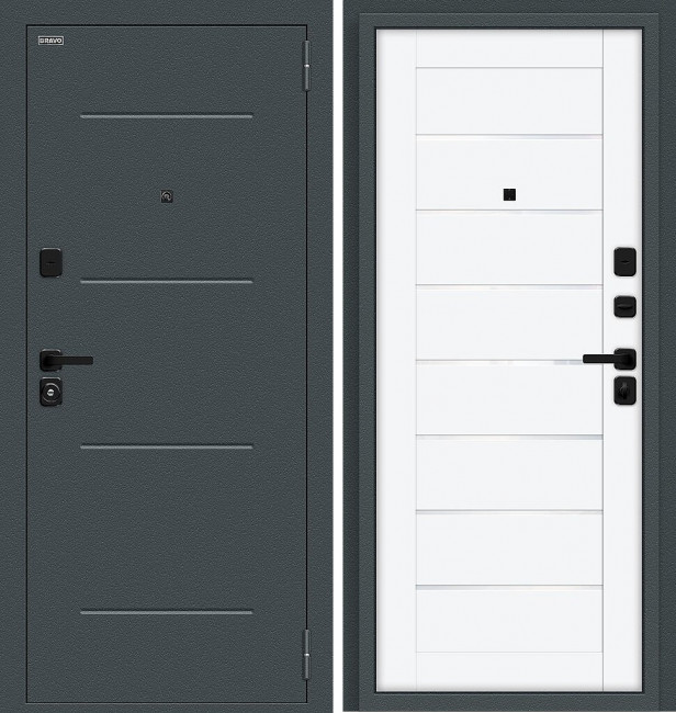 Входная дверь Bravo R Техно Старк антрацит White Silk