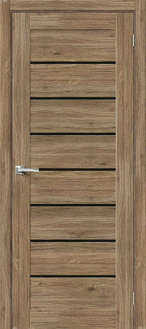 Межкомнатная дверь Эко Шпон Браво-22 Original Oak с черным стеклом 