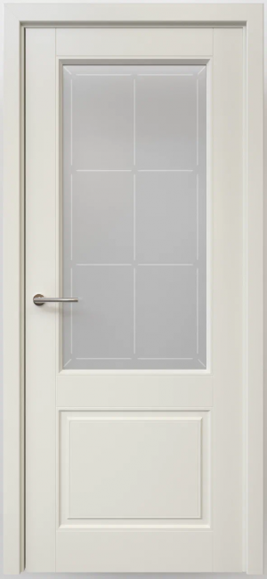 Межкомнатная дверь эмаль Классика 2 Латте со стеклом