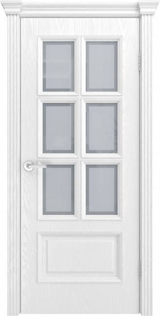 Межкомнатная дверь шпонированная Фрейм 10 Ясень белоснежный стекло