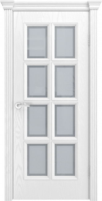 Межкомнатная дверь шпонированная Фрейм 9 Ясень белоснежный стекло