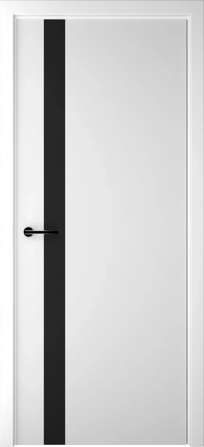 Межкомнатная дверь эмаль Геометрия 5 Белая черное стекло