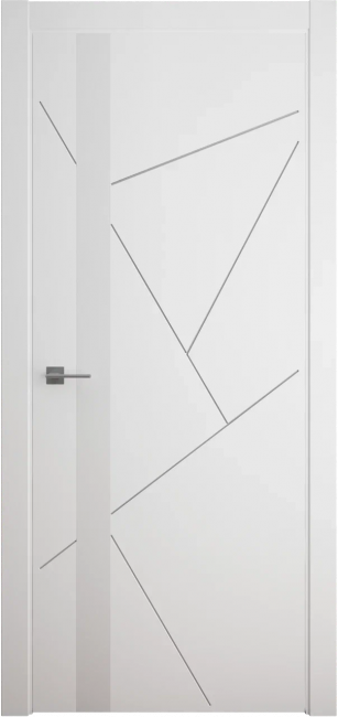 Межкомнатная дверь эмаль Геометрия 6 Белая белое стекло
