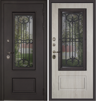Входная дверь Термо Аляска с окном и ковкой Входная дверь Термо Аляска с окном и ковкой
