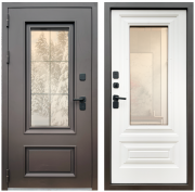 Входная дверь Термо Аляска с оконом RAL 8019 Входная дверь Термо Аляска с оконом RAL 8019