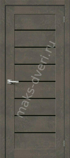 Межкомнатная дверь хард флекс Браво-22 Brut Beton с черным стеклом