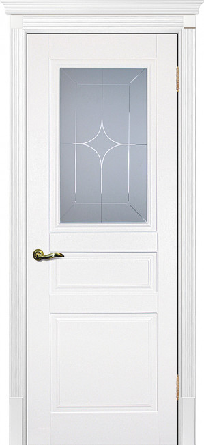 Межкомнатная дверь эмаль Смальта 1 Белая стекло