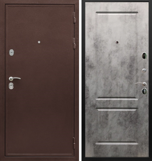 Входная дверь Рекс-5а Медь 117 Бетон Светлый
