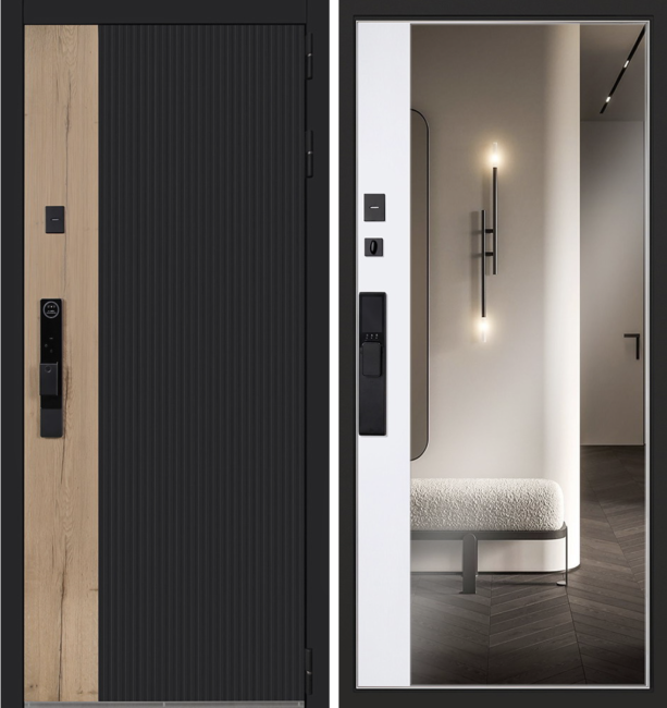 Входная дверь Конструктор с зеркалом с биометрическим замком Y12